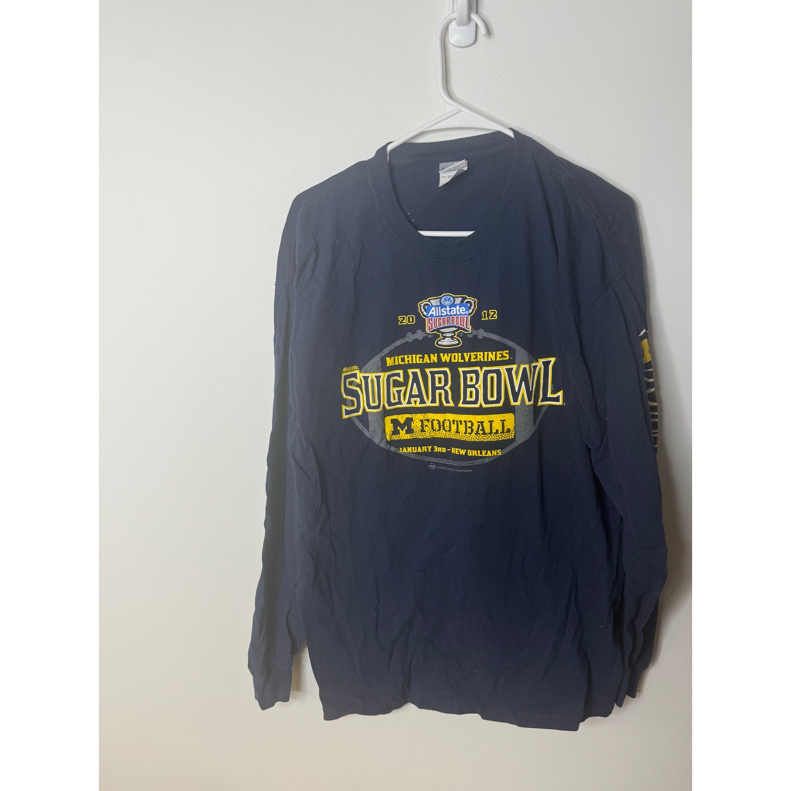 Michigan Football Long Sleeve Vintage Sugar Bowl Size Xl Sugar Bowl January 2012